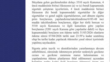 SGK'dan Borç Ödemelerine Uzatma