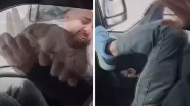 Kamyonetin yanına geldi, sürücüye camdan dehşeti yaşattı