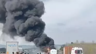 Kuzey Marmara Otoyolu'nda Tır Yangını
