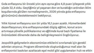 Bakan Şimşek'ten Enflasyon Açıklaması