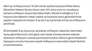 Memur-Sen: Enflasyon Zammı Eridi