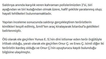 İstanbul'da Silahlı Çatışma: 3 Terörist Etkisiz Hale Getirildi
