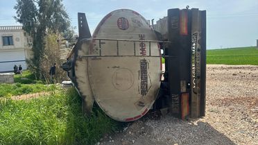 Kızıltepe'de Tanker Devrildi