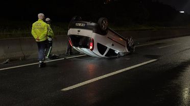 Çorlu'da Takla Atan Araçta Sürücü Yaralandı