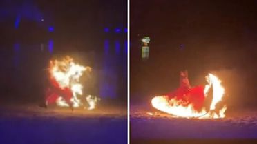 Gösteride elbisesi alev alan dansçı nehire atlayarak canını kurtardı