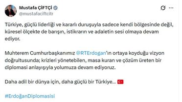 Bakan Çiftçi: Türkiye, barışın, istikrarın ve adaletin sesi olmaya devam ediyor