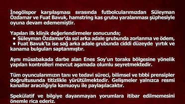 Elazığspor'da Sakatlık Açıklaması