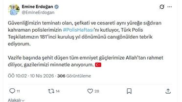 Emine Erdoğan'dan 'Polis Haftası' mesajı