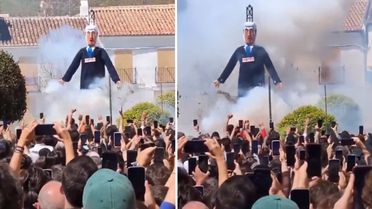 İspanya’da festivalde Netanyahu kuklası yakıldı