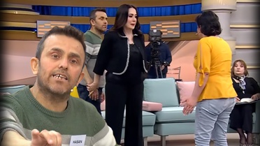 Canlı yayında şiddet krizi! Eşinden dayak yediğini söyleyen Hasan kaçacak yer aradı