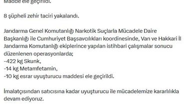 Van ve Hakkari'de Uyuşturucu Operasyonu