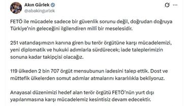 Bakan Gürlek: FETÖ için 2.707 iade talebi