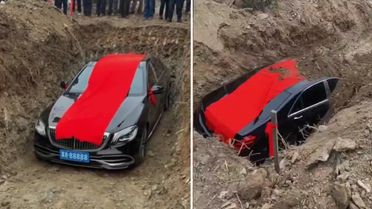 Çin’de 20 milyon TL'lik lüks otomobili gömdüler