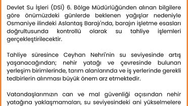 Adana'da Barajdan Su Tahliyesi