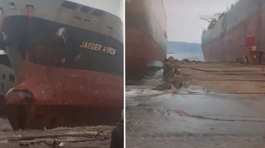 Dev gemi Aliağa açıklarında karaya oturdu