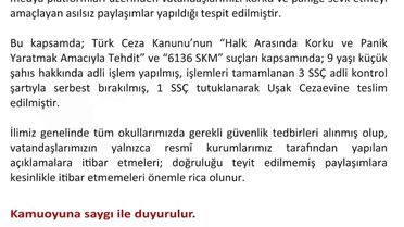 Uşak'ta Asılsız Paylaşımlara 9 Çocuk İşlem Gördü