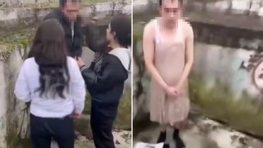 Genç kızı taciz eden adamı darbedip kadın kıyafeti giydirdiler