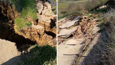 Bursa'da heyelan: Kırsal mahalleleri bağlayan yol ulaşıma kapandı