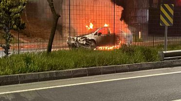 Tekirdağ'da Kaza: Otomobil Alev Alev Yandı