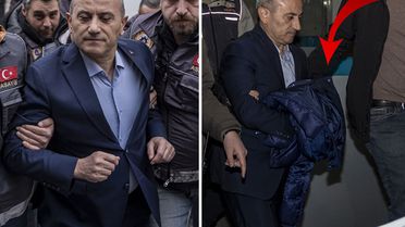 Tuncay Sonel, cezaevine götürülürken ellerini montuyla kapattı