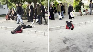 Uyuşturucu bağımlısı durak yanında uyuyakaldı