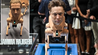 Berlin'de sıra dışı sergi! Musk ve Zuckerberg kafalı robot köpekler gündemde