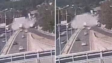İzmir'de bir polis memurunun şehit olduğu, 2 kişinin hayatını kaybettiği kaza güvenlik kamerasında