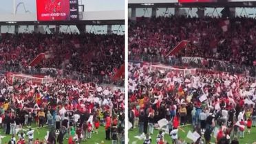128 sene sonra ilk kez şampiyon olunca taraftarlar sahayı bastı
