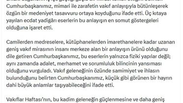 İletişim Başkanı Duran: Vakıf geleneği milletimizin köklü medeniyet anlayışının taşıyıcısıdır