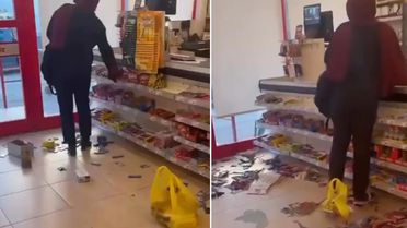 Sinir krizi geçiren kadın zincir marketi savaş alanına çevirdi
