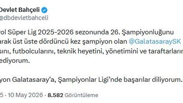 MHP Genel Başkanı Devlet Bahçeli, Galatasaray'ı tebrik etti