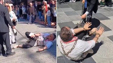 Trabzon'da dikkat çeken İsrail protestosu! Vatandaşlar şaşkınlıkla izledi