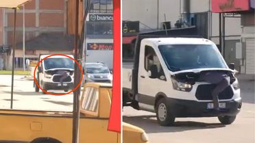 İnegöl’de dehşete düşüren görüntü: Arızayı bulmak için seyir halindeki kamyonetin motoruna çıktı