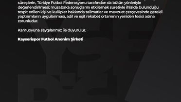Kayserispor'dan Süper Lig Tesciline Tepki