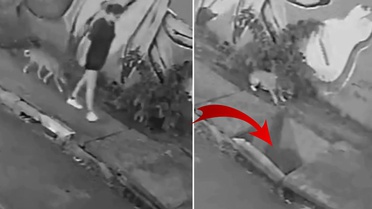 Köpeğiyle yürüyen genç kadın kapağın kırılmasıyla kanalizasyona düştü