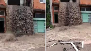 Ordu'da sel suları evin içinden şelale gibi aktı