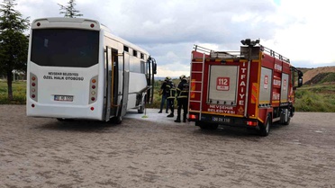 Nevşehir'de Halk Otobüsü Yangını