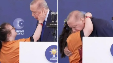 Sahneye fırlayan miniğin Erdoğan sevgisi yürekleri ısıttı