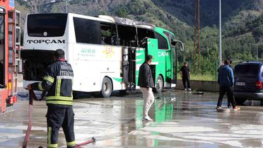 Amasya'da Otobüs Yangını