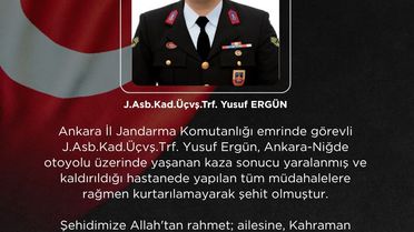 Otoyolda kaza: Jandarma Astsubay şehit oldu