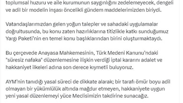 Bakan Gürlek'ten süresiz nafaka iptaline destek