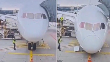Frankfurt'ta korku dolu anlar: Lufthansa'nın Boeing 787-9 uçağının ön iniş takımı çöktü