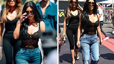 Kim Kardashian, Lewis Hamilton'ı Monako'da yalnız bırakmadı