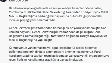 CHP'den Başvuru Açıklaması