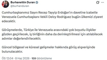 Venezuela Cumhurbaşkanı Vekili Türkiye'de
