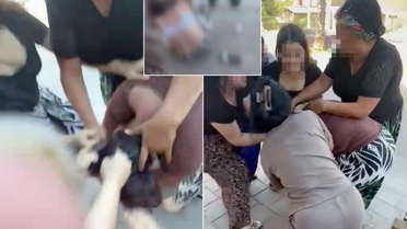Genç kadını çocuğunun yanında hem dövdüler hem de videoya çektiler