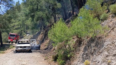 Fethiye'de Kamyonet Yangını Ormana Sıçradı