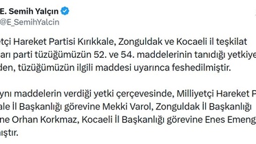 MHP İl Teşkilatları Feshedildi