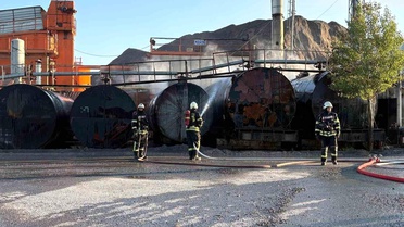 Kayseri'de asfalt şantiyesinde bitüm tankı alev aldı