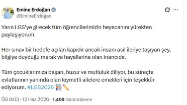 Emine Erdoğan’dan LGS öğrencilerine başarı mesajı